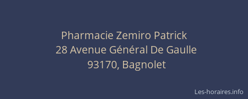 Pharmacie Zemiro Patrick