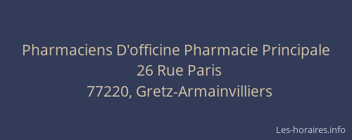 Pharmaciens D'officine Pharmacie Principale