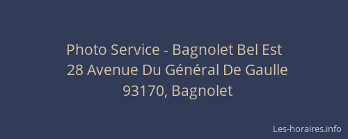 Photo Service - Bagnolet Bel Est