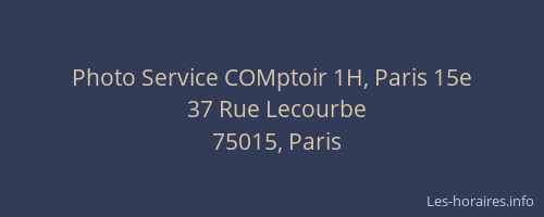 Photo Service COMptoir 1H, Paris 15e