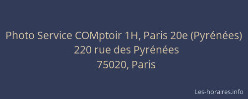 Photo Service COMptoir 1H, Paris 20e (Pyrénées)