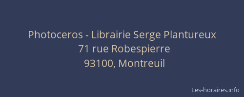 Photoceros - Librairie Serge Plantureux