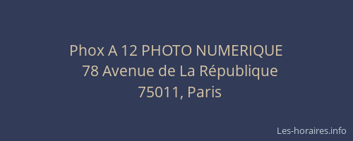 Phox A 12 PHOTO NUMERIQUE