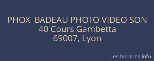 PHOX  BADEAU PHOTO VIDEO SON