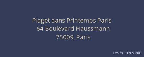 Piaget dans Printemps Paris