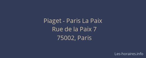 Piaget - Paris La Paix