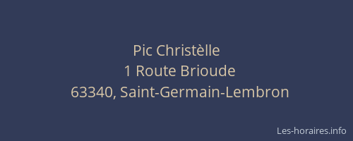 Pic Christ&egrave;lle