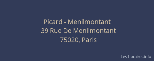 Picard - Menilmontant