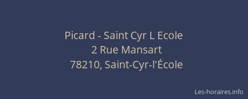 Picard - Saint Cyr L Ecole