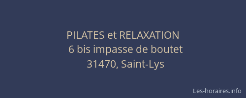 PILATES et RELAXATION