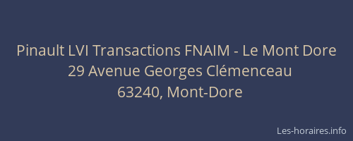 Pinault LVI Transactions FNAIM - Le Mont Dore