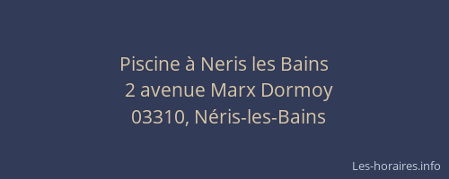 Piscine à Neris les Bains