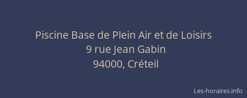 Piscine Base de Plein Air et de Loisirs