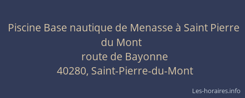 Piscine Base nautique de Menasse à Saint Pierre du Mont