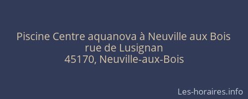Piscine Centre aquanova à Neuville aux Bois