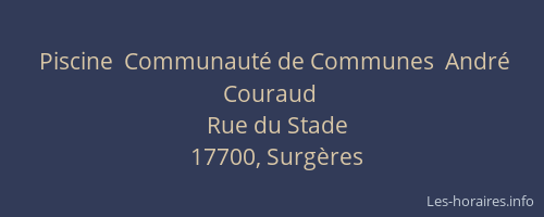 Piscine  Communaut&eacute; de Communes  Andr&eacute; Couraud