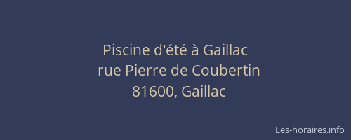 Piscine d'&eacute;t&eacute; &agrave; Gaillac