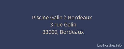 Piscine Galin à Bordeaux