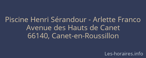 Piscine Henri Sérandour - Arlette Franco