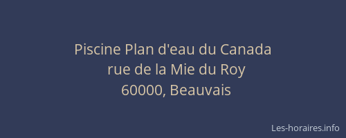 Piscine Plan d'eau du Canada