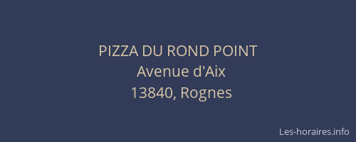 PIZZA DU ROND POINT