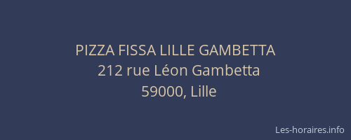 PIZZA FISSA LILLE GAMBETTA