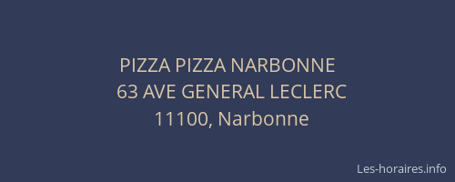 PIZZA PIZZA NARBONNE