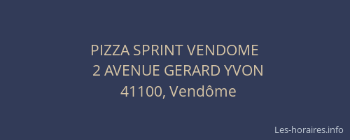 PIZZA SPRINT VENDOME