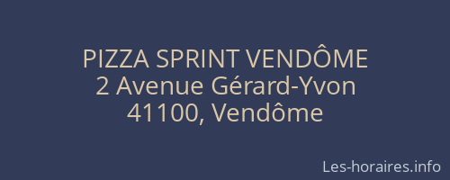 PIZZA SPRINT VENDÔME