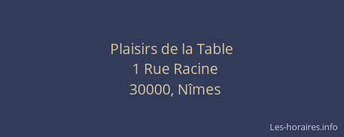 Plaisirs de la Table