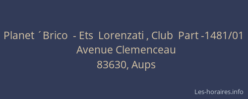 Planet ´Brico  - Ets  Lorenzati , Club  Part -1481/01
