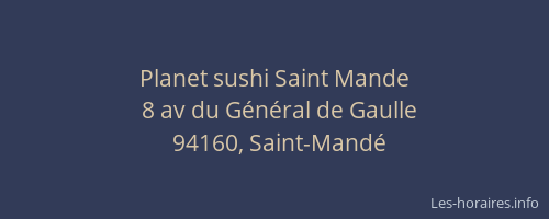 Planet sushi Saint Mande