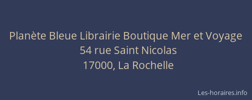 Planète Bleue Librairie Boutique Mer et Voyage