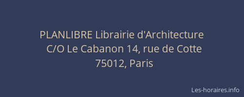 PLANLIBRE Librairie d'Architecture