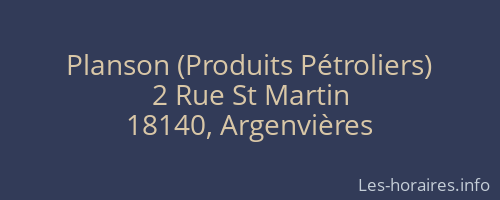 Planson (Produits Pétroliers)