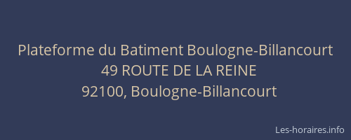 Plateforme du Batiment Boulogne-Billancourt