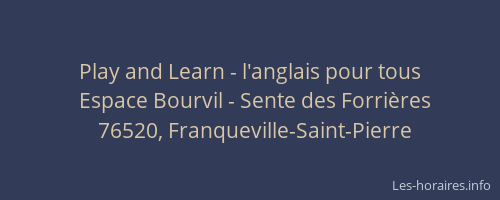 Play and Learn - l'anglais pour tous