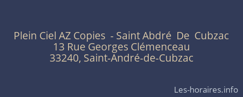 Plein Ciel AZ Copies  - Saint Abdré  De  Cubzac