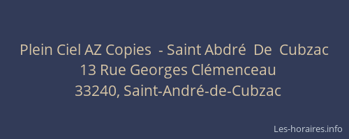 Plein Ciel AZ Copies  - Saint Abdré  De  Cubzac