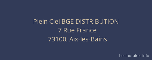 Plein Ciel BGE DISTRIBUTION