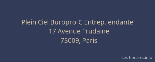 Plein Ciel Buropro-C Entrep. endante