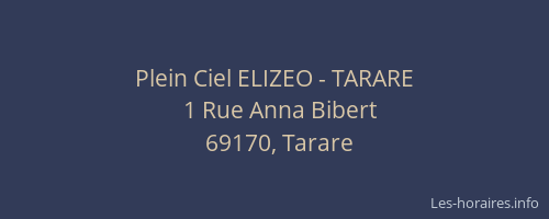Plein Ciel ELIZEO - TARARE