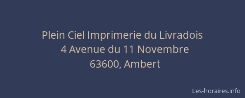 Plein Ciel Imprimerie du Livradois