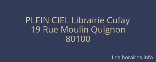 PLEIN CIEL Librairie Cufay