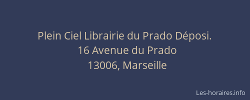 Plein Ciel Librairie du Prado Déposi.