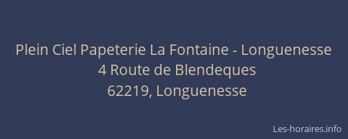 Plein Ciel Papeterie La Fontaine - Longuenesse