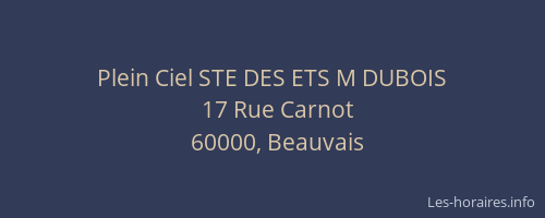 Plein Ciel STE DES ETS M DUBOIS