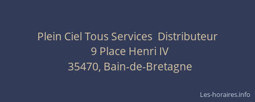Plein Ciel Tous Services  Distributeur