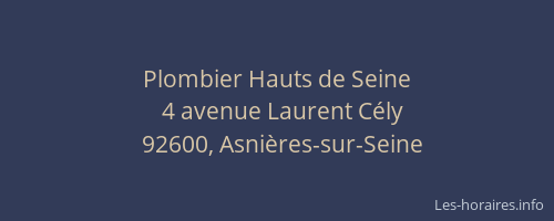 Plombier Hauts de Seine