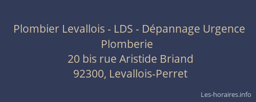 Plombier Levallois - LDS - Dépannage Urgence Plomberie